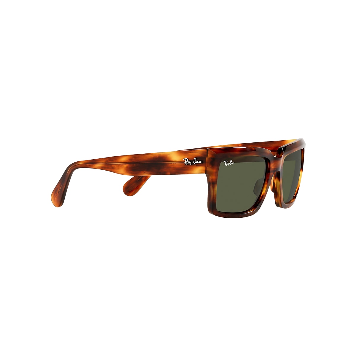 Inverness Sunglasses in Striped Havana and Green | Ray-Ban®