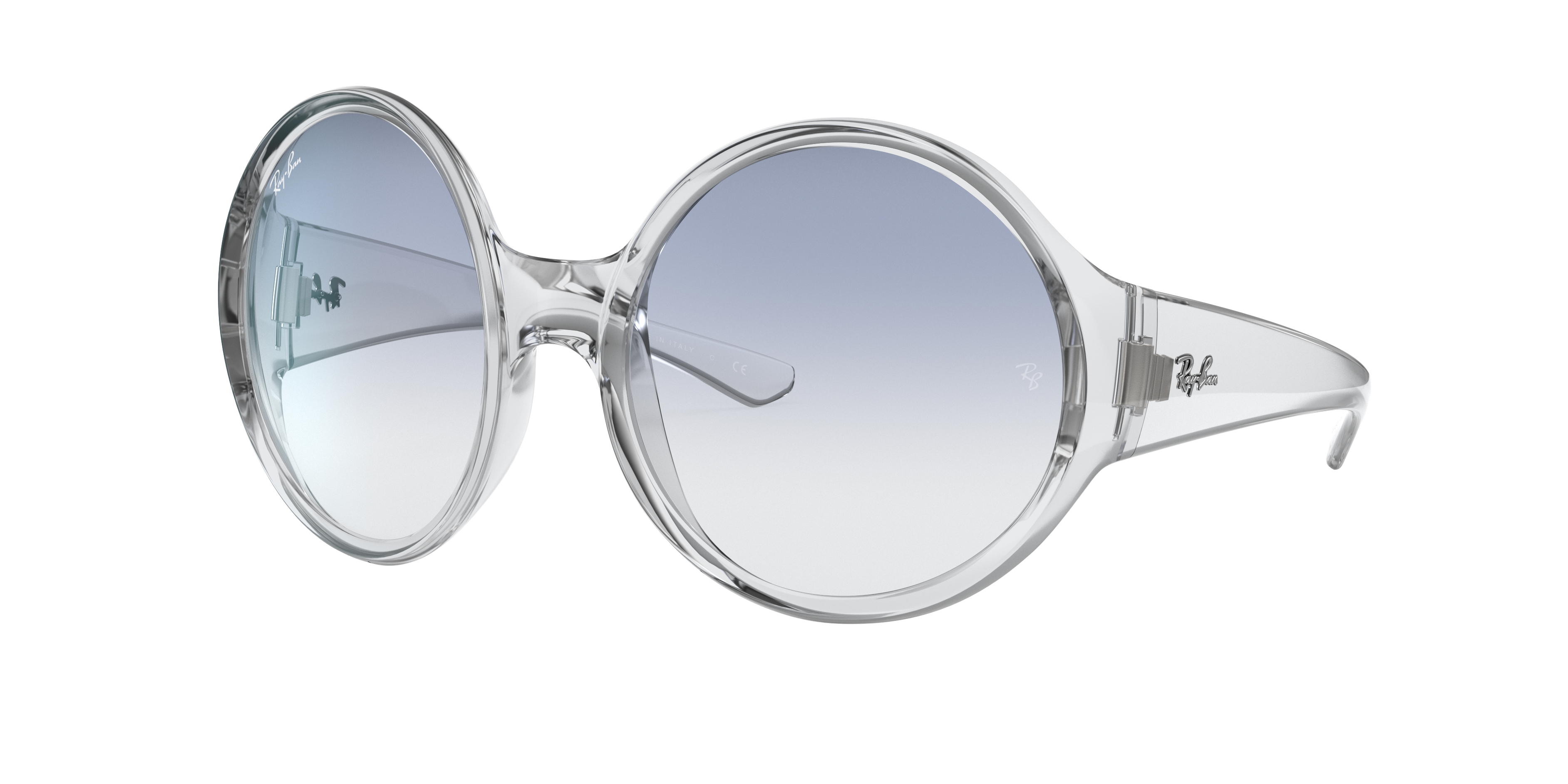 Ray Ban Rb4345 Sunglasses Transparent Frame Blue Lenses 58-20