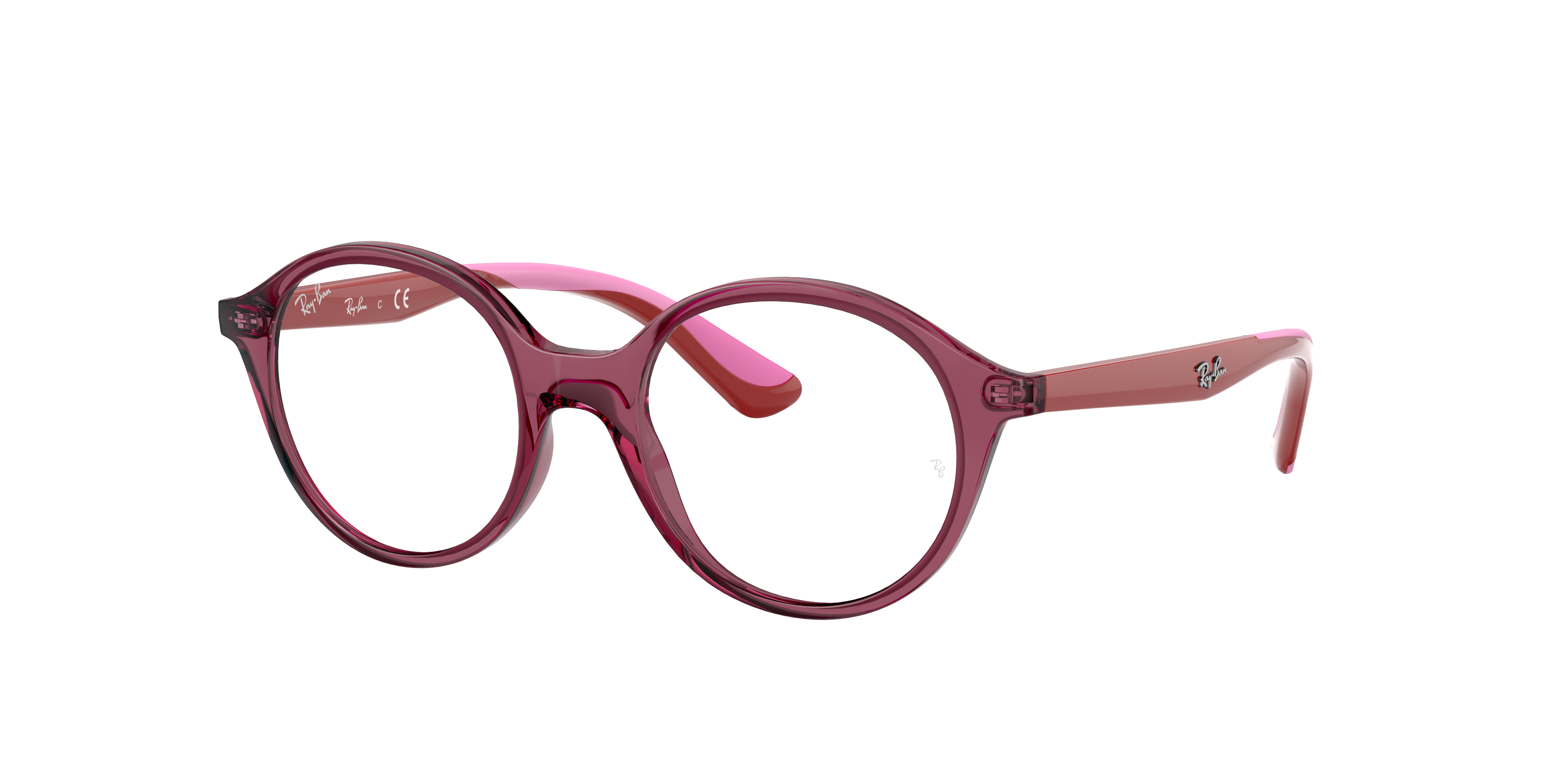 Ray Ban Rb1606 Eyeglasses Transparent Pink Frame Multicolor Lenses Polarized 44-17