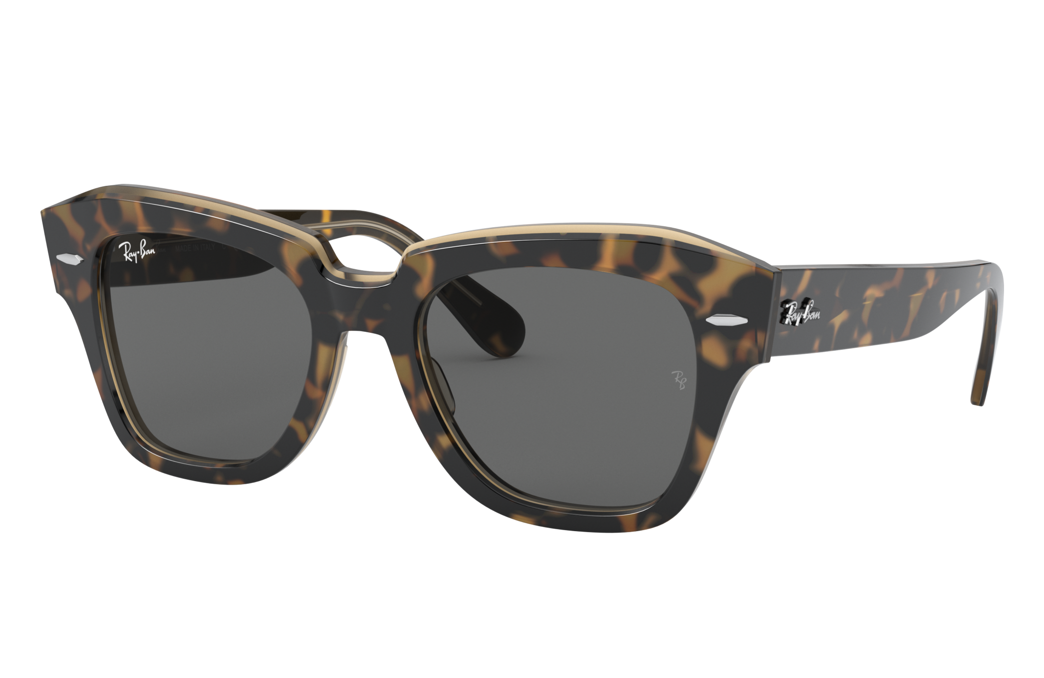 Ray Ban State Street Sunglasses Tortoise Frame Grey Lenses 52-20