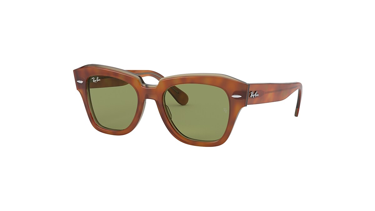 STATE STREET Sunglasses in Havana On Transparent Beige and Green