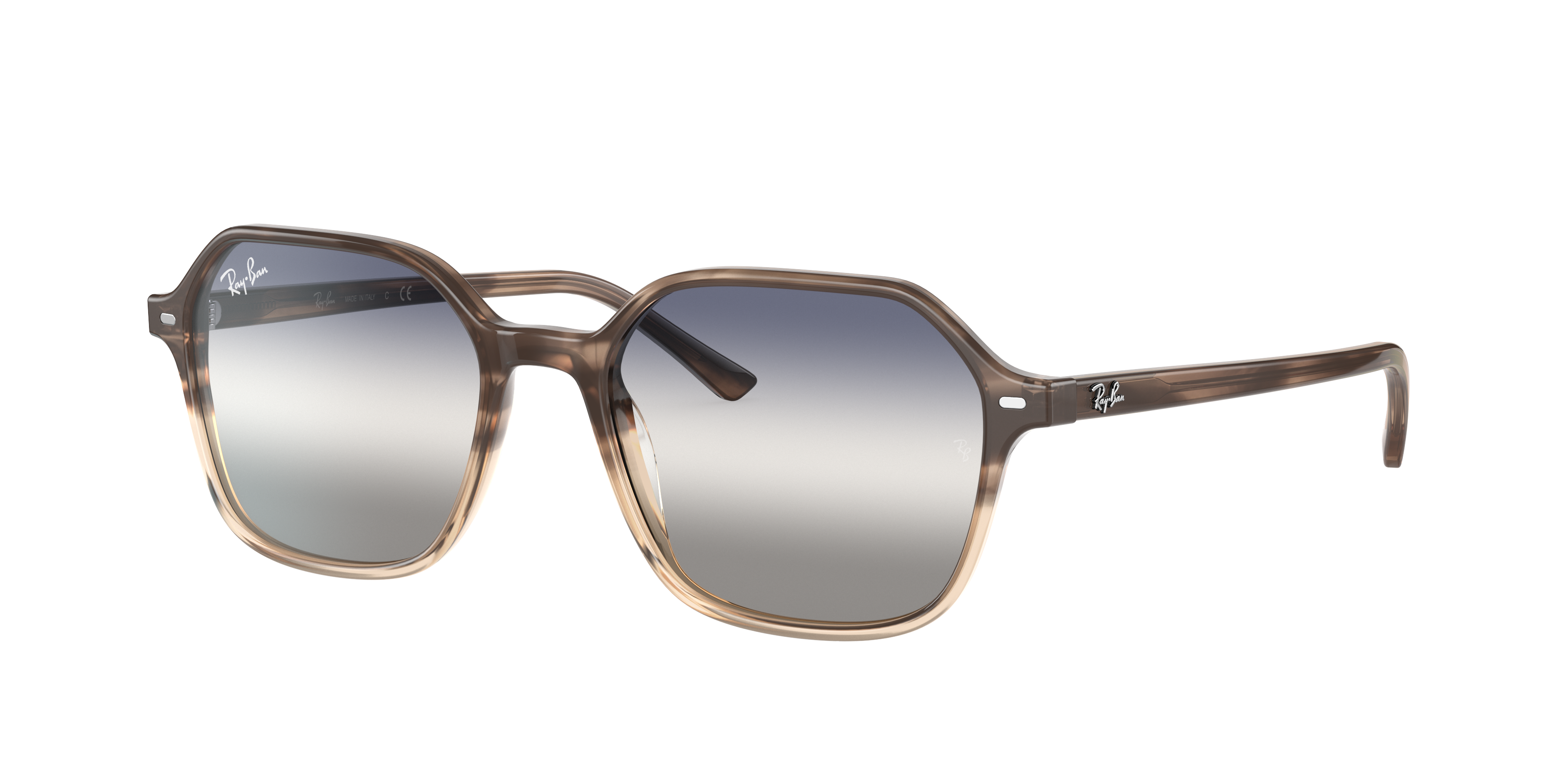 Ray Ban John Bi-gradient Sunglasses Tortoise Frame Blue Lenses 51-18