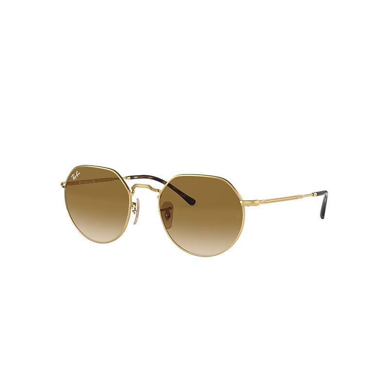 Ray-Ban Jack round hex sunglasses in gold and brown