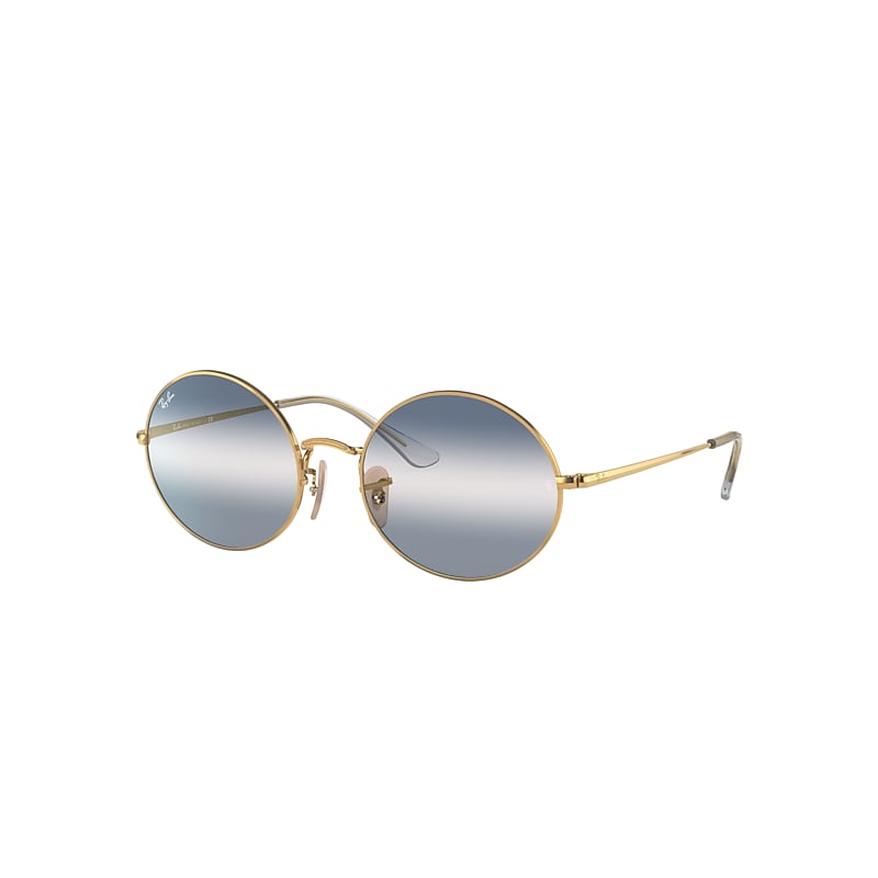 Ray-Ban Oval 1970 Bi-gradient Sunglasses Gold Frame Blue Lenses 54-19 product image