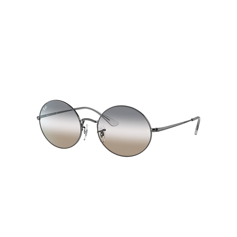 Ray-Ban Oval 1970 Bi-gradient Sunglasses Gunmetal Frame Grey Lenses 54-19
