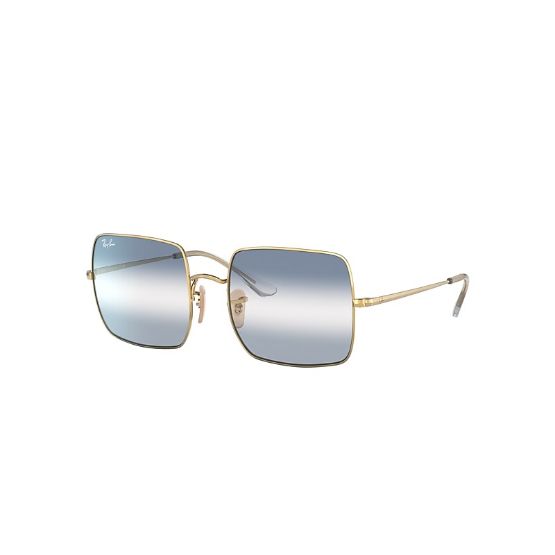 Ray-Ban Square 1971 Bi-gradient Sunglasses Gold Frame Blue Lenses 54-19