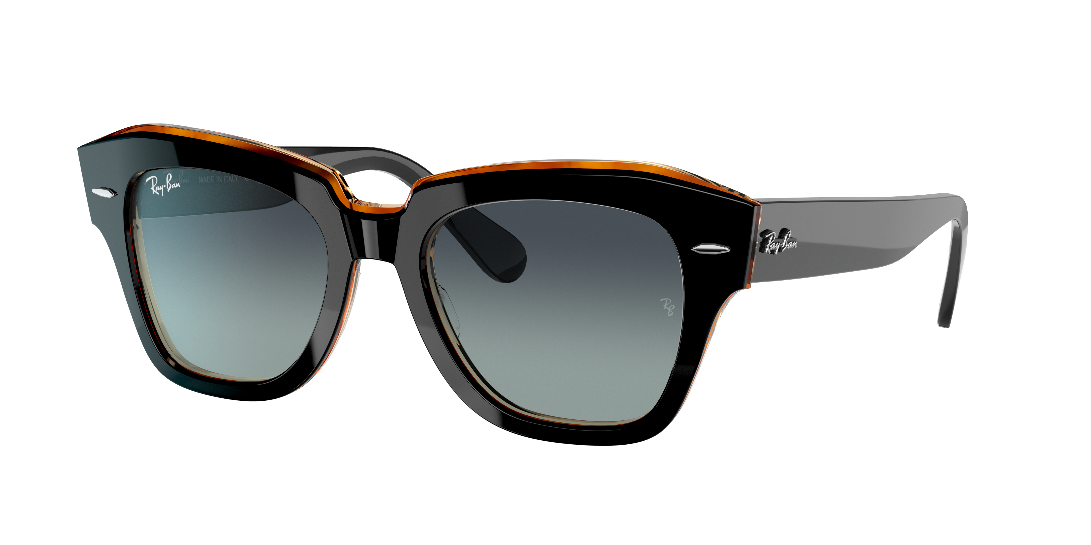 Ray Ban State Street Sunglasses Black Frame Grey Lenses 49-20
