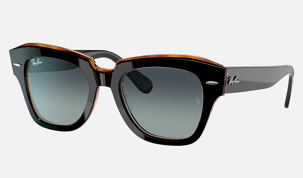 STATE STREET Sunglasses in Black On Brown and Grey/Blue
