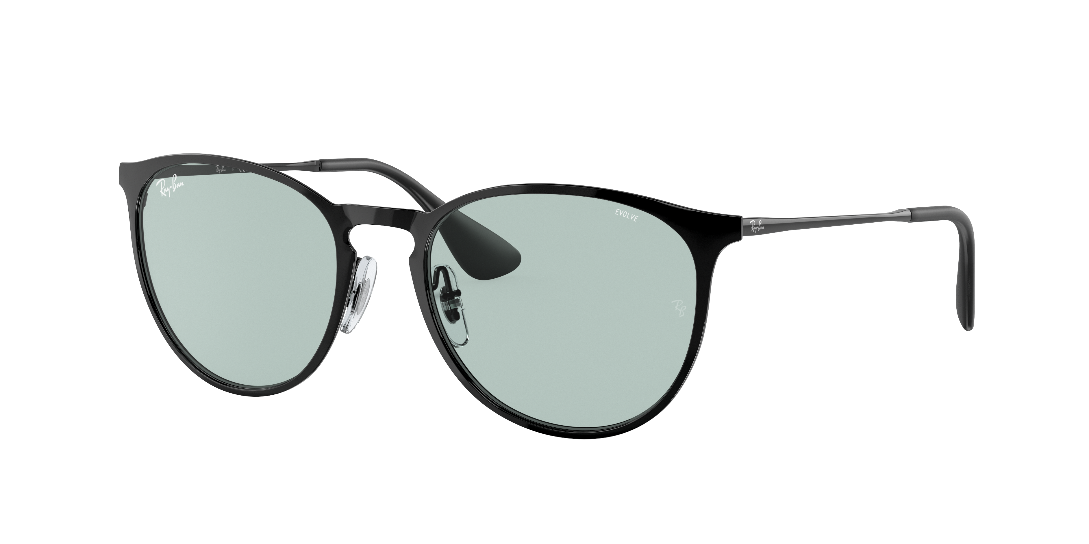 Shop Ray Ban Erika Metal Evolve Sunglasses Black Frame Green Lenses 54-19