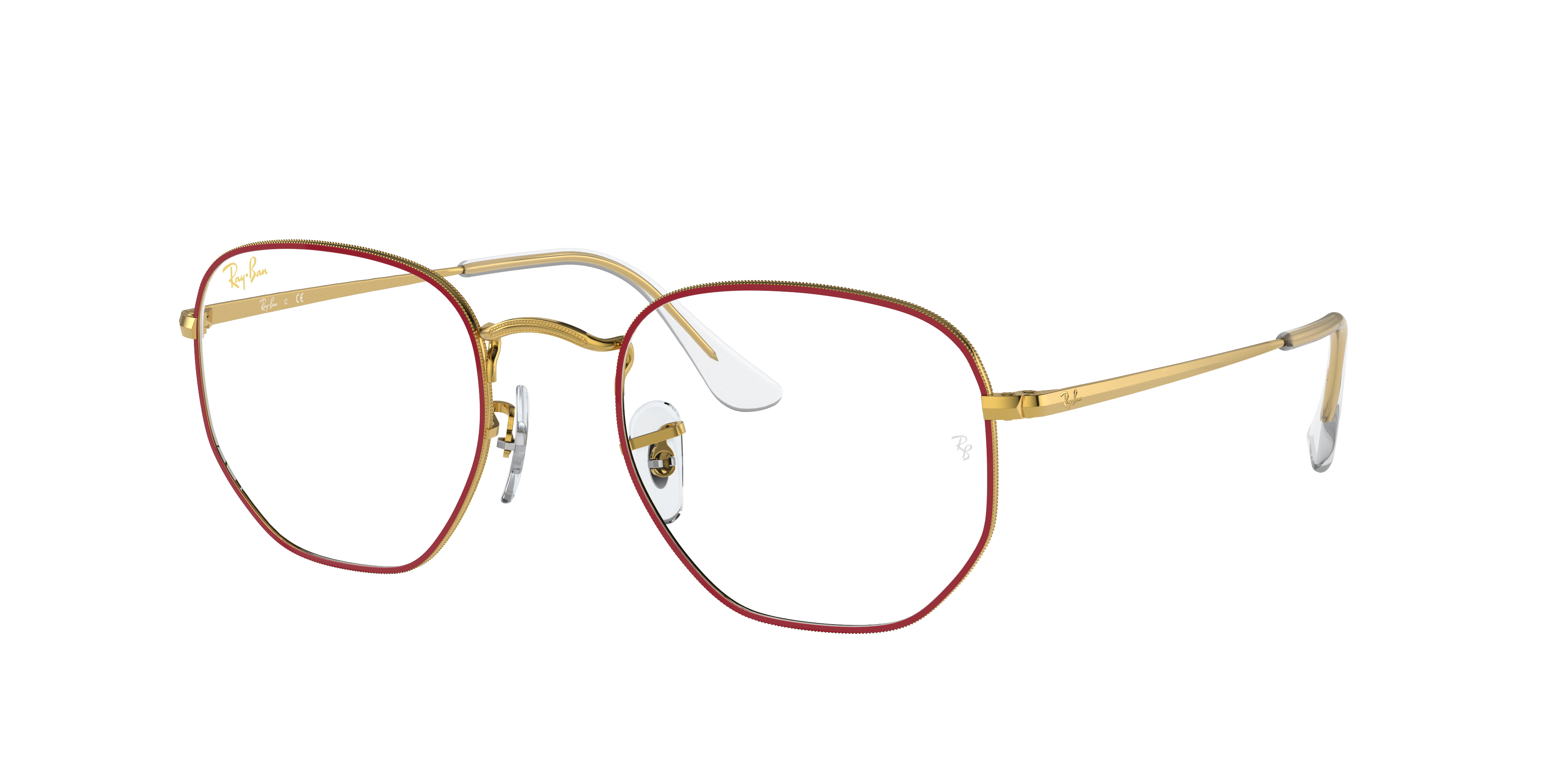 Hexagonal Optics Eyeglasses with Red Frame | Ray-Ban®