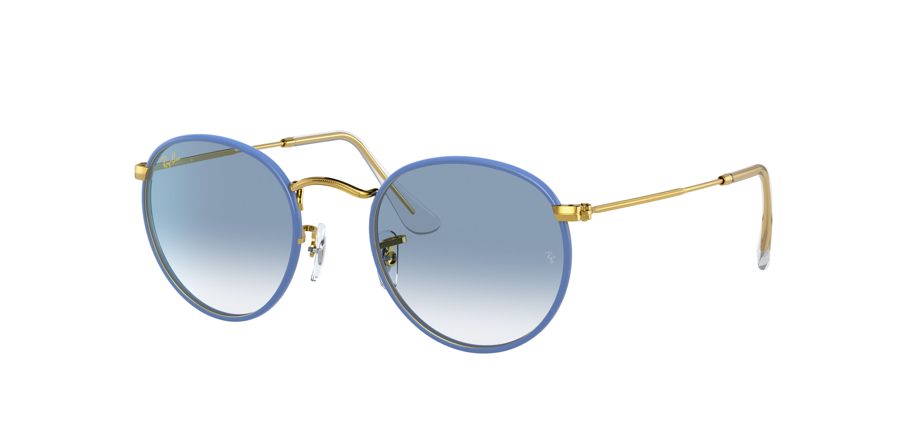 Round Metal Full Color Legend Sunglasses in Light Blue and Light 
