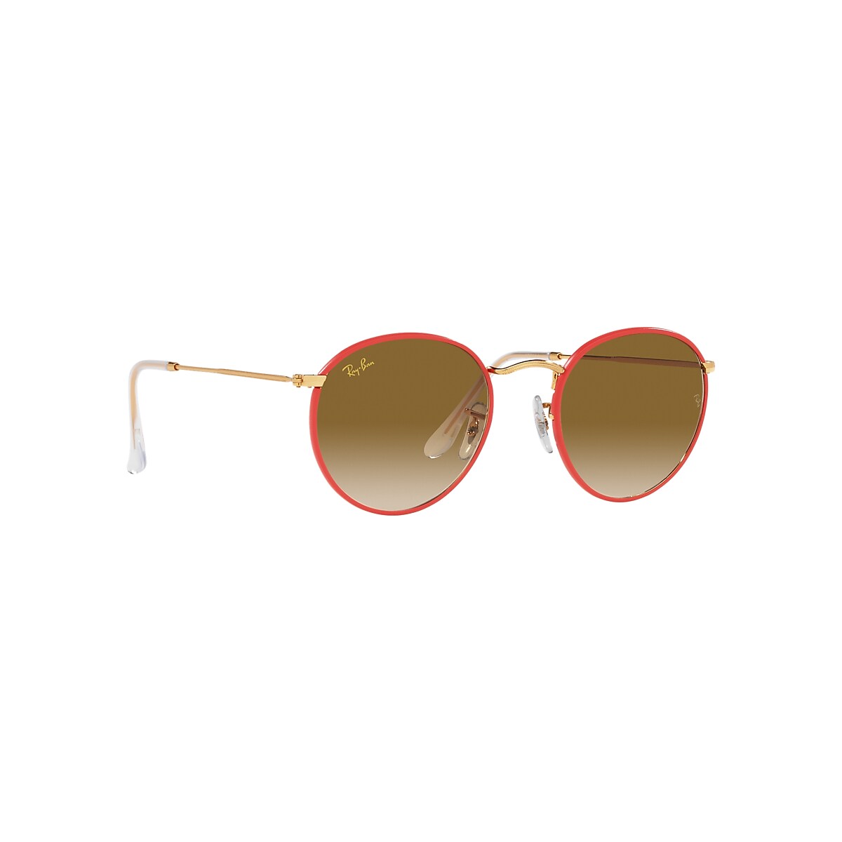Round Metal Full Color Legend Sunglasses in Red and Light Brown 