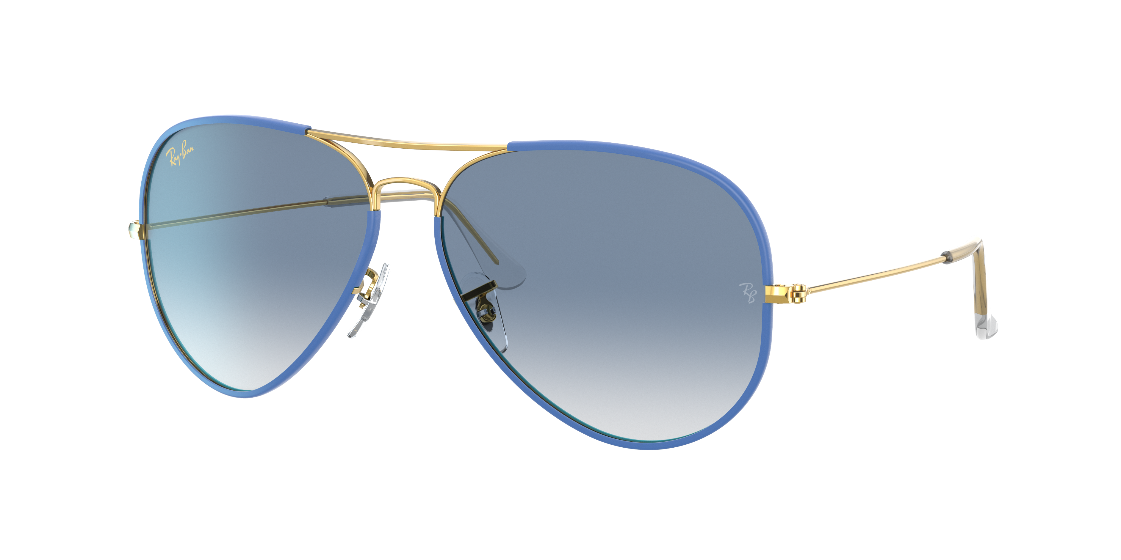 Ray Ban Aviator Full Color Legend Sunglasses Gold Frame Blue Lenses 58-14