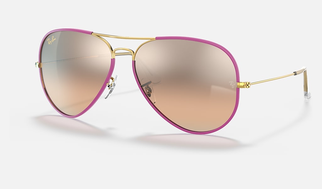 Aviator Full Color Legend Sunglasses in Violet and Silver/Pink | Ray-Ban®