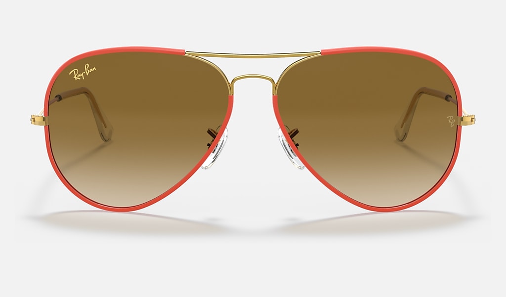 Aviator Full Color Legend Sunglasses in Red and Light Brown | Ray-Ban®