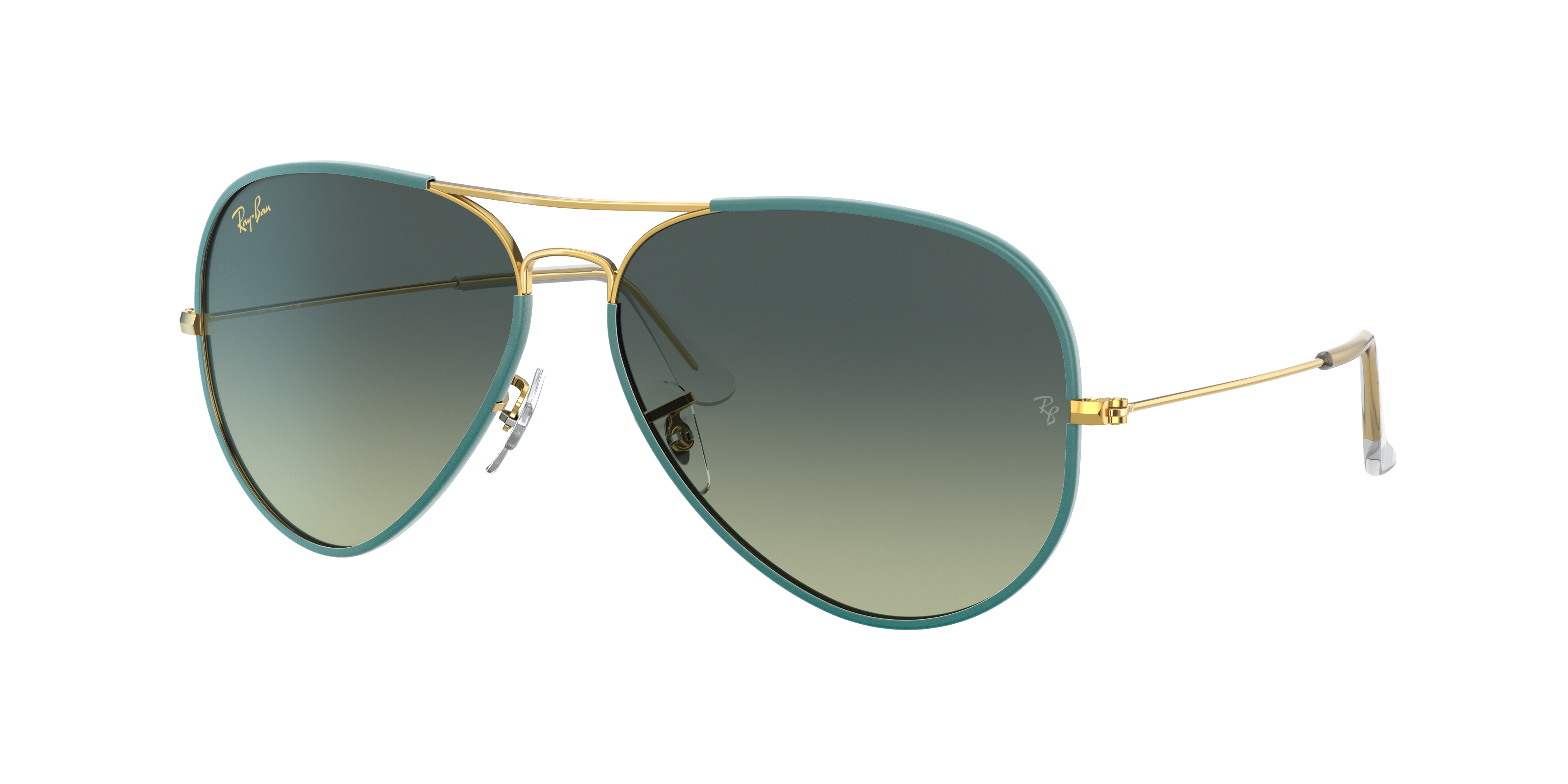 Ray Ban Aviator Full Color Legend Sunglasses Gold Frame Green Lenses 58-14