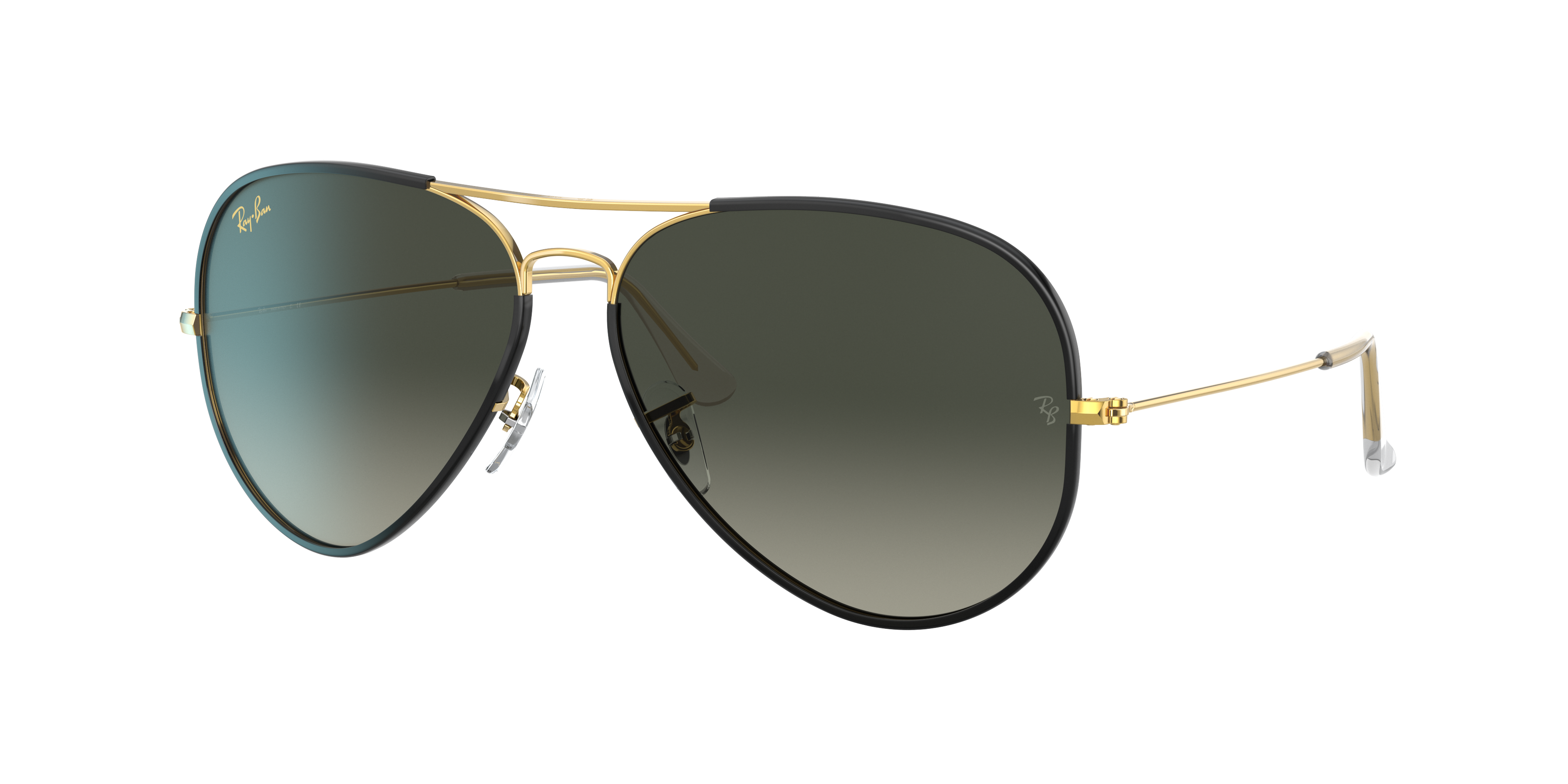 Aviator Full Color Legend Sunglasses in Black On Gold and Grey | Ray-Ban®