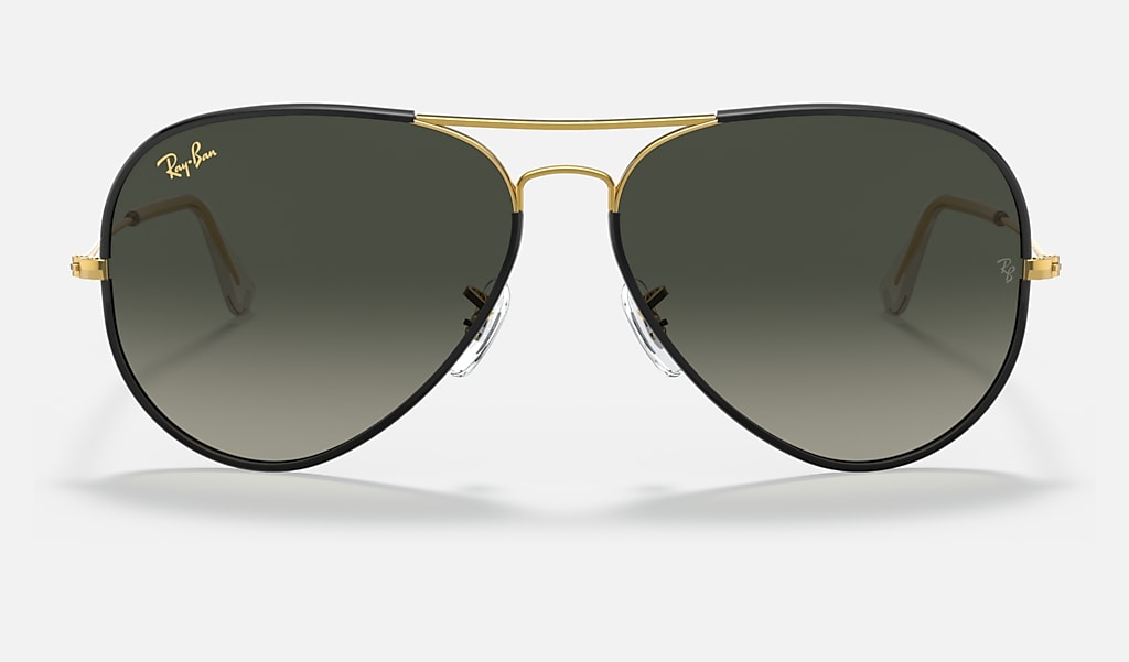 Aviator Full Color Legend Sunglasses in Black On Gold and Grey | Ray-Ban®