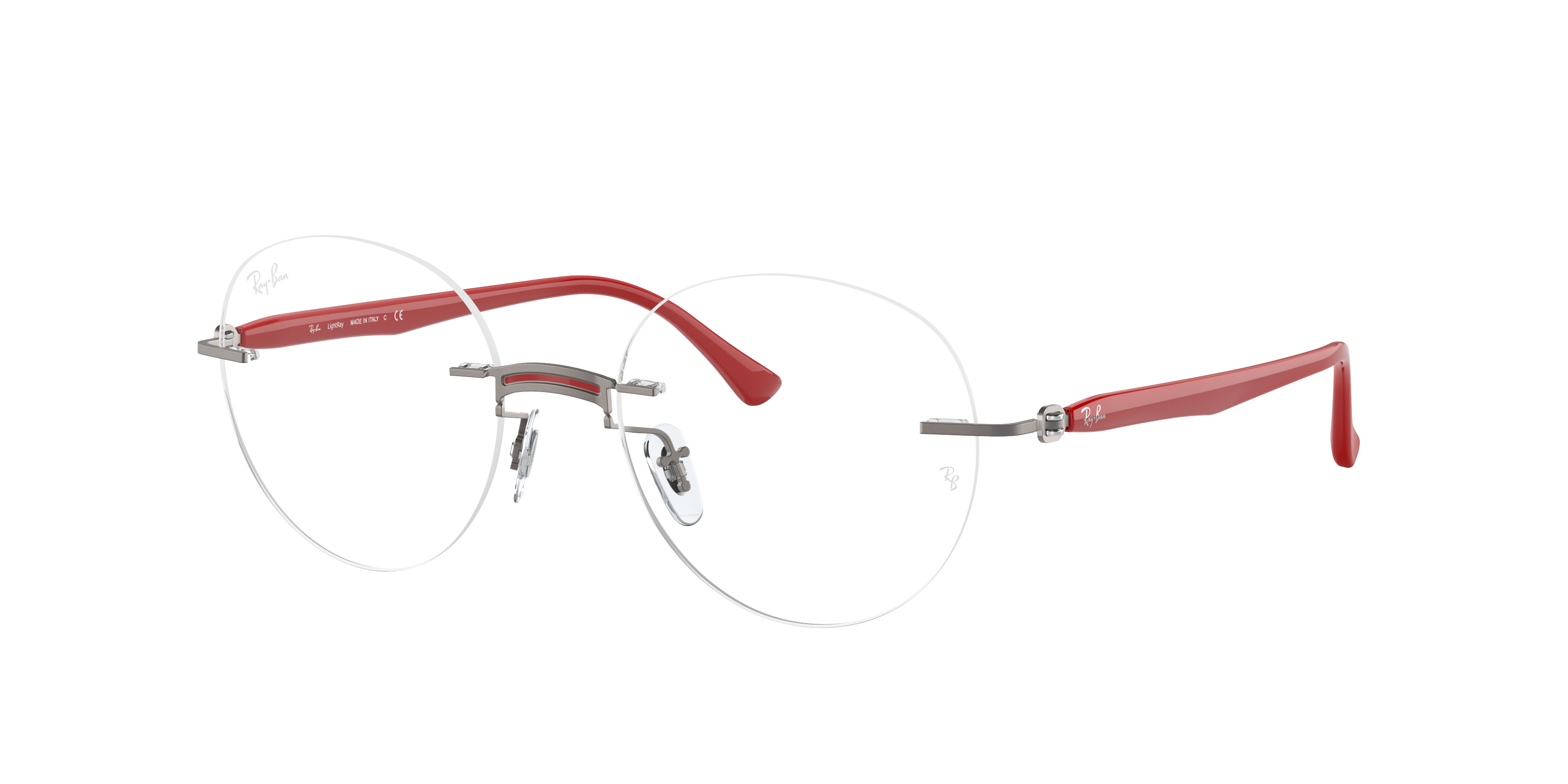 Ray Ban Rb8768 Eyeglasses Red Frame Clear Lenses 48-24 In Rot