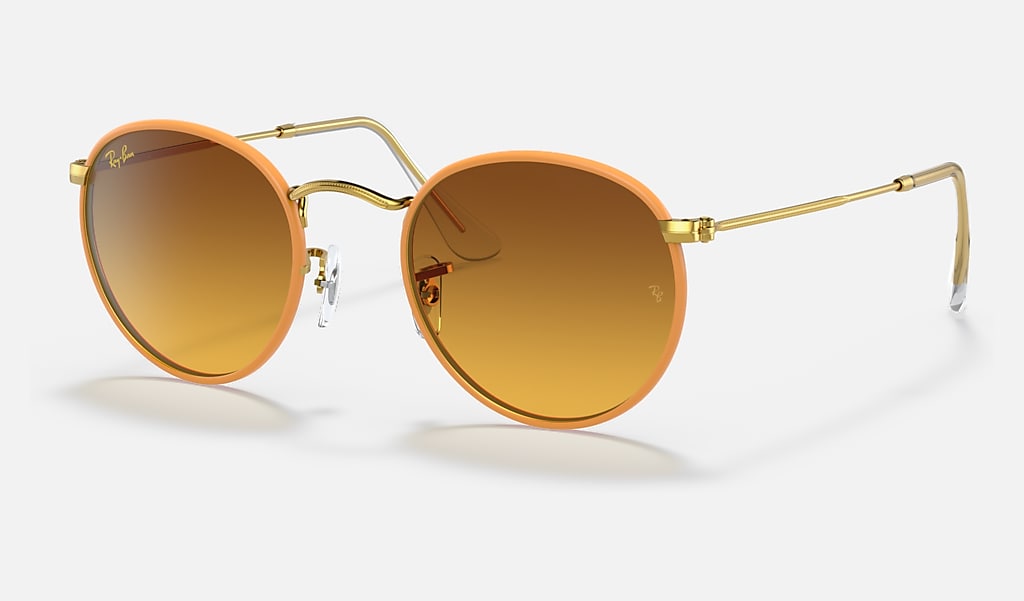 Round Metal Full Color Legend Sunglasses in Yellow and Orange/Brown | Ray- Ban®