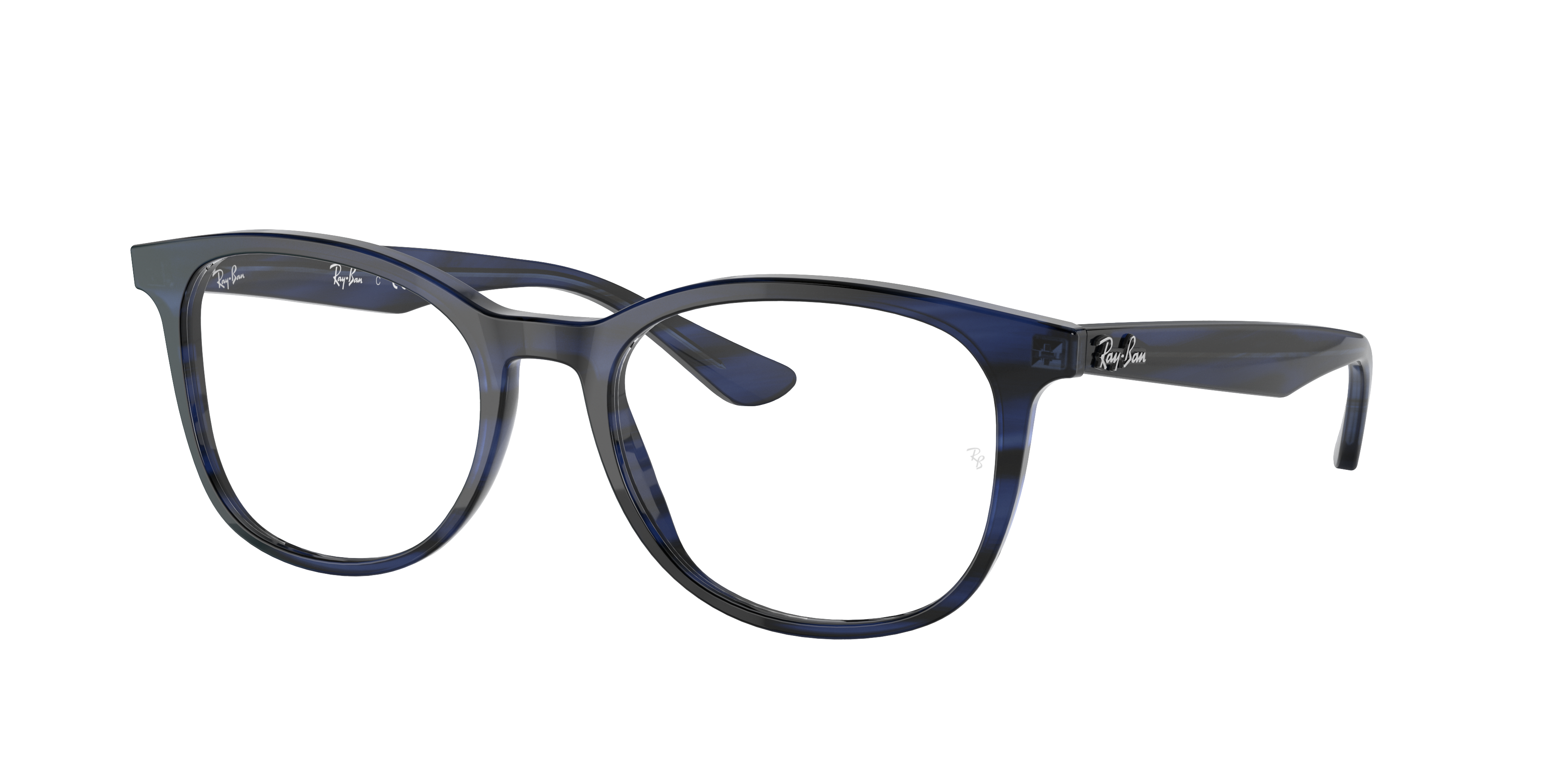 Ray Ban Rb5356 Eyeglasses Striped Blue Frame Clear Lenses Polarized 52-19