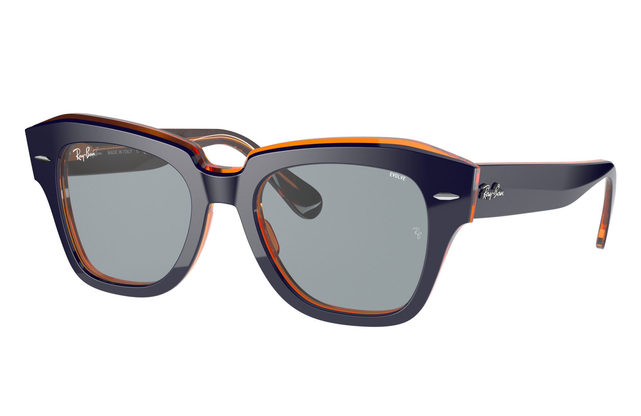 State Street Orange Fluo Sunglasses in Blue On Orange and Blue Photochromic  | Ray-Ban®