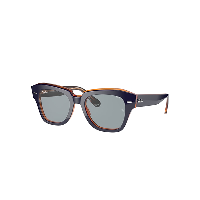 Ray-Ban State Street Orange Fluo Sunglasses Blue On Orange Fluo Frame Blue Lenses 49-20 product image