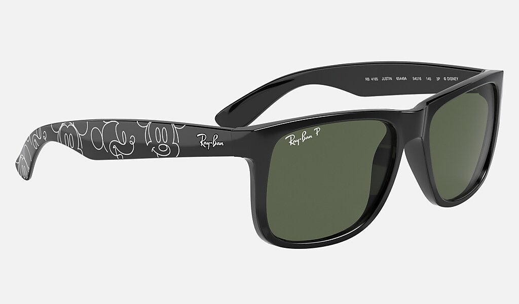 Rb4165 Justin Mickey D20 Sunglasses in Black and Dark Green | Ray-Ban®