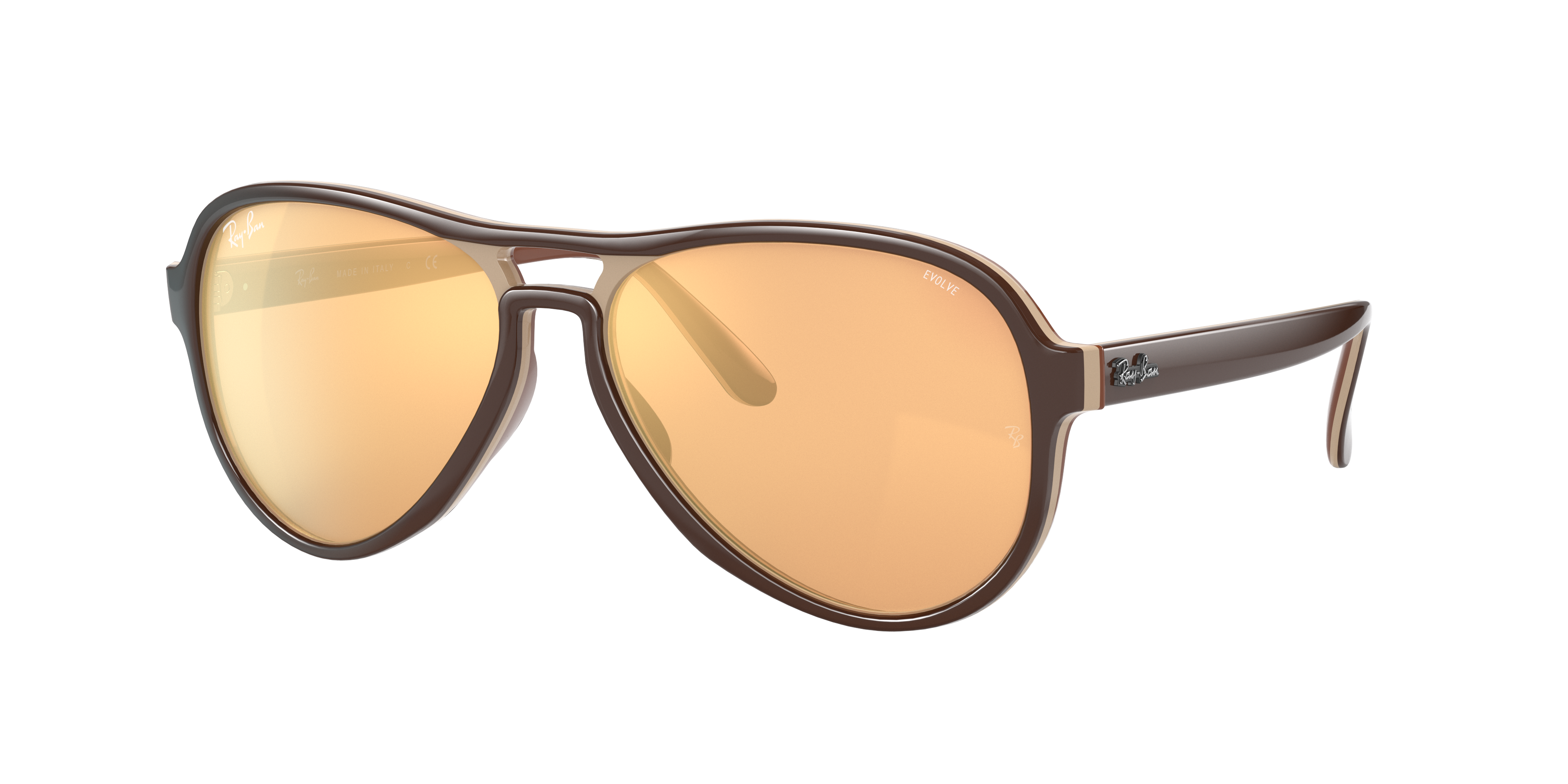 Vagabond Mirror Evolve Sunglasses in Light Brown and Orange Photochromic |  Ray-Ban®