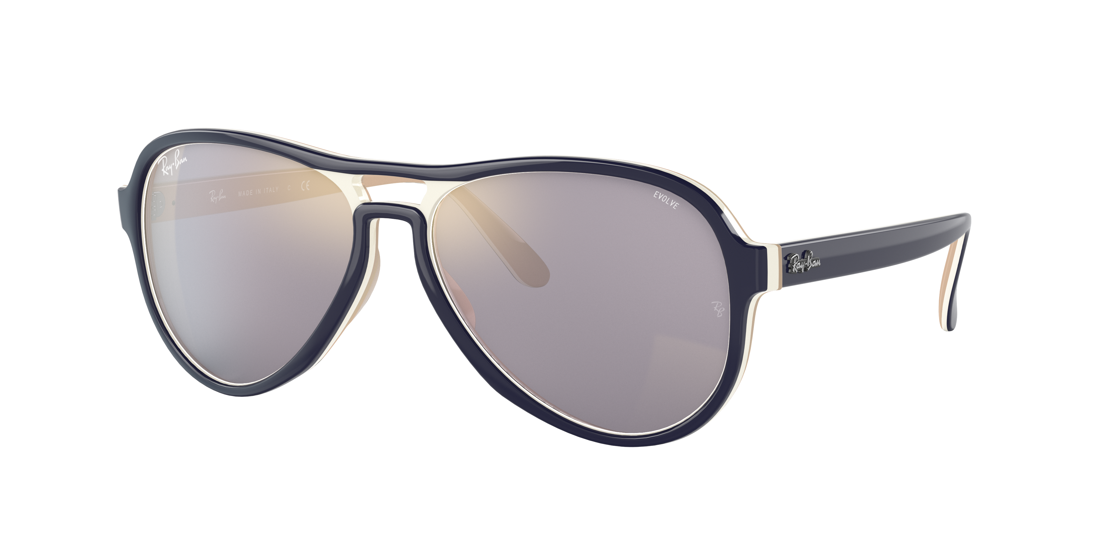Vagabond Mirror Evolve Sunglasses in Blue and Dark Grey/Gold Photochromic |  Ray-Ban®