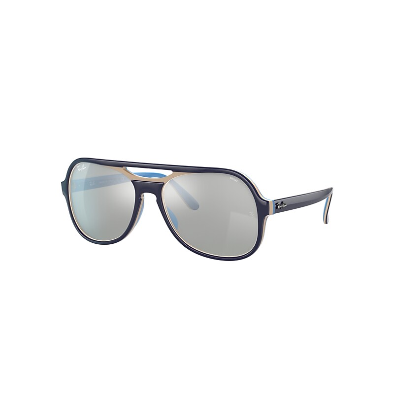 Ray-Ban Powderhorn Mirror Evolve Sunglasses Blue Frame Grey Lenses 58-17 product image