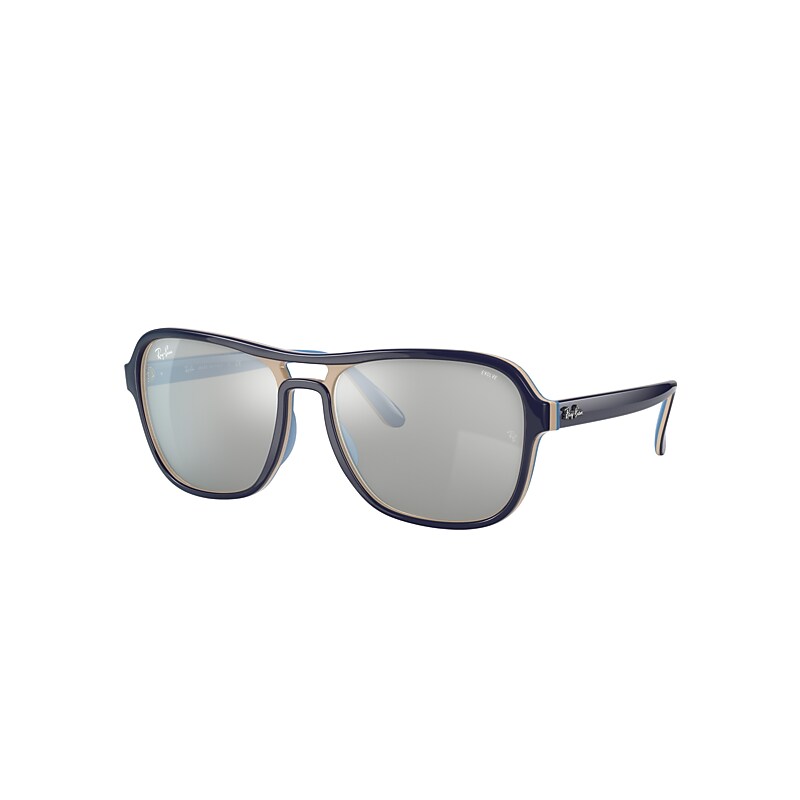 Ray-Ban State Side Mirror Evolve Sunglasses Blue Frame Grey Lenses 58-17 product image