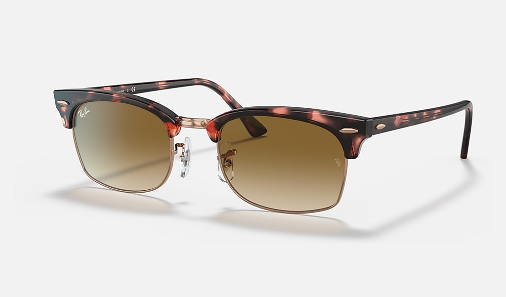 Clubmaster Square Sunglasses in Pink Havana and Light Brown | Ray-Ban®