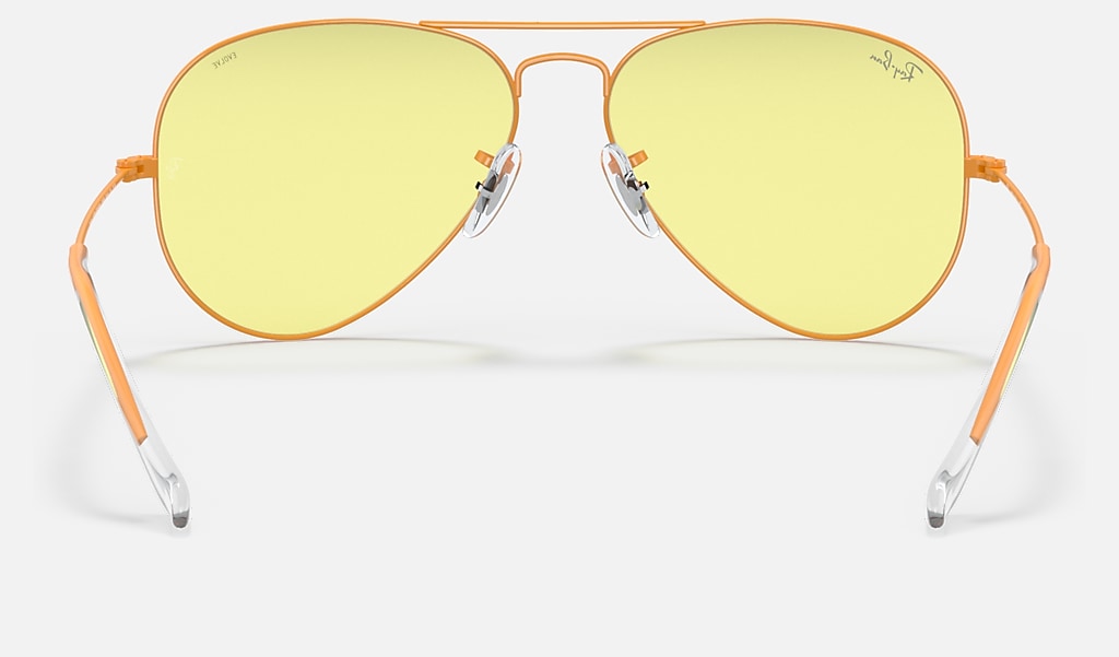 Aviator Solid Evolve Sunglasses in Orange and Yellow/Red Photochromic | Ray- Ban®