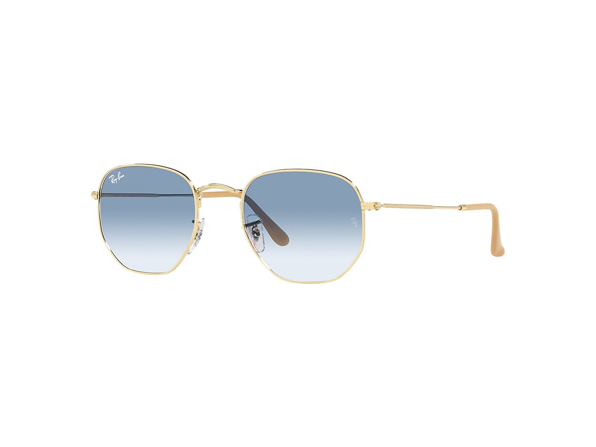 Hexagonal Sunglasses in Gold and Light Blue | Ray-Ban®