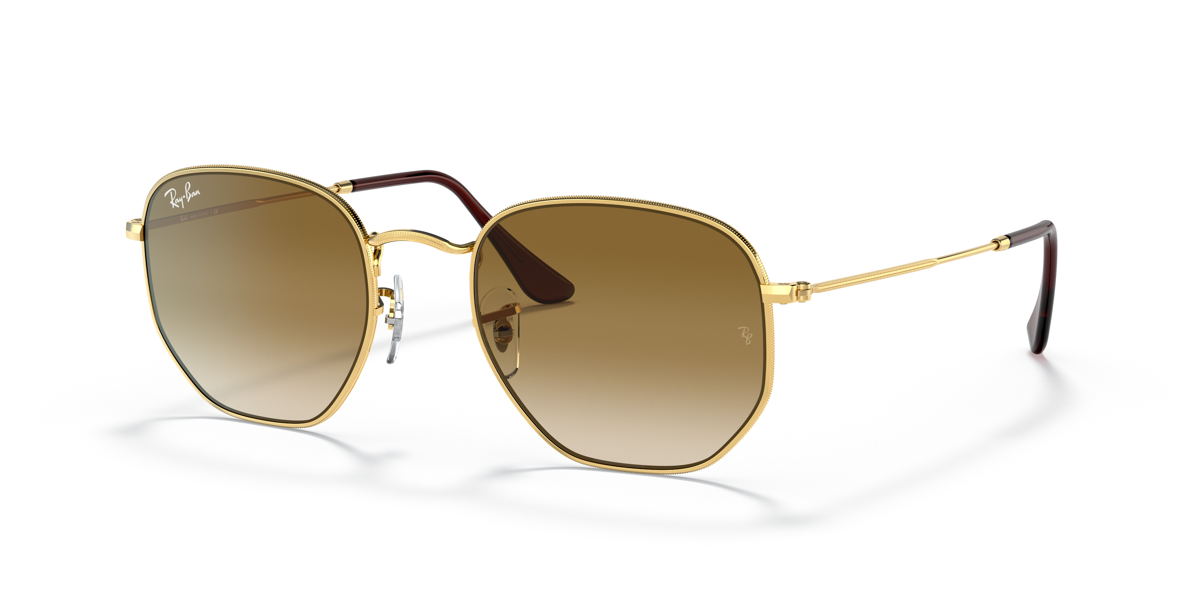 ray ban gold hexagonal sunglasses