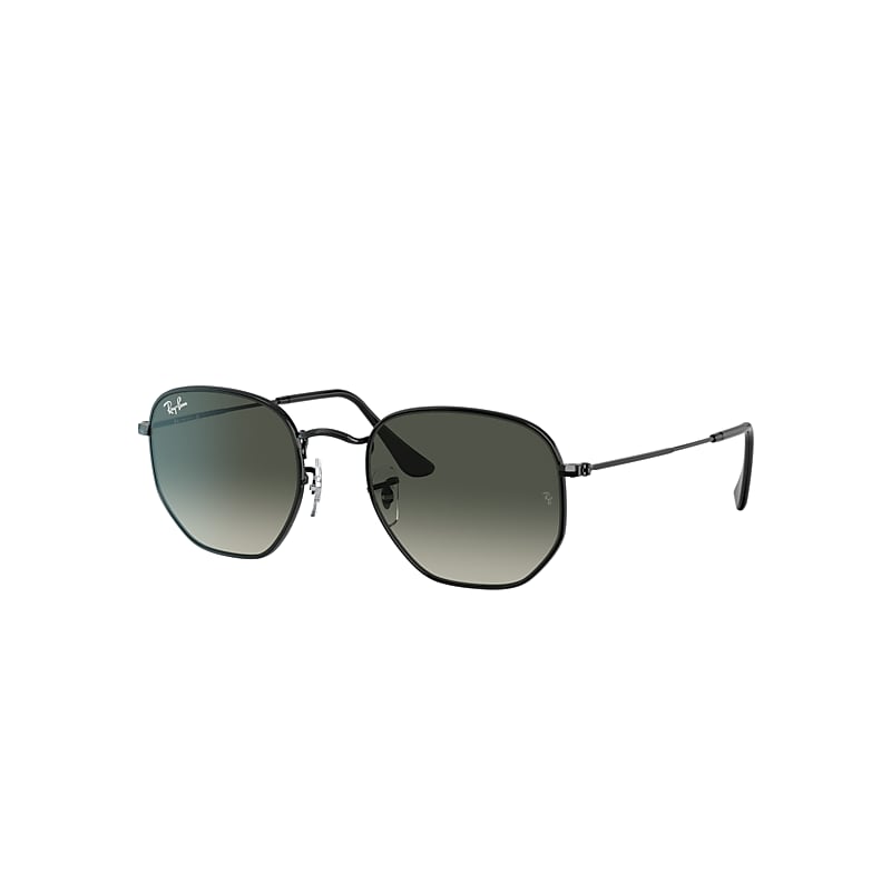 Ray Ban Hexagonal Sunglasses Black Frame Grey Lenses 54-21