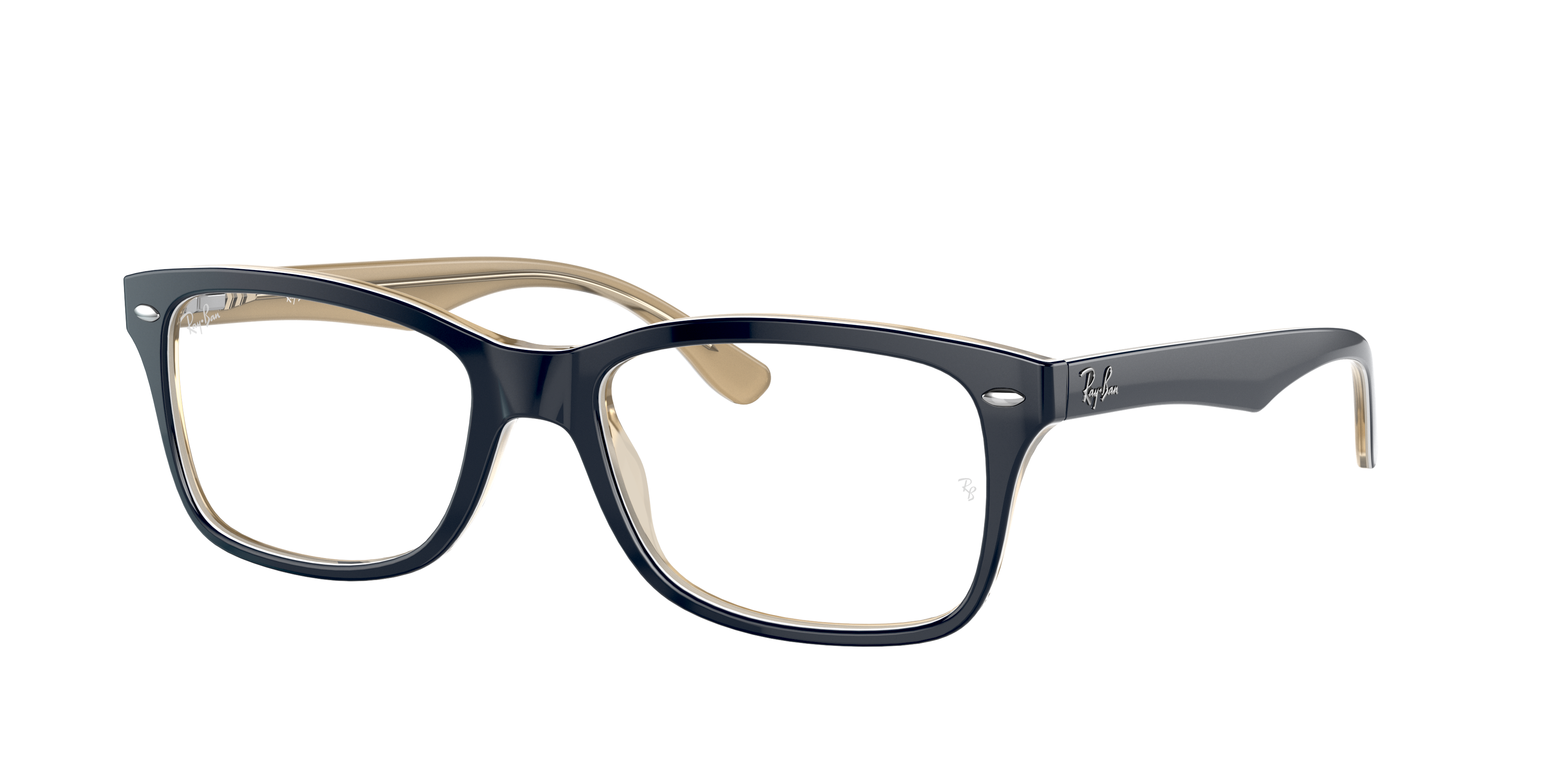 Ray Ban Rb5228 Eyeglasses Blue Frame Clear Lenses Polarized 55-17