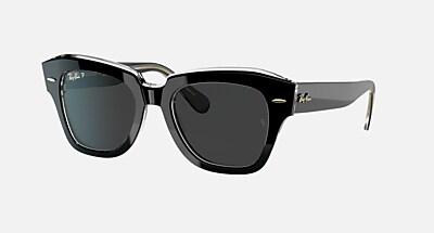 Ray Ban RB2168 POLARIZED 偏光レンズブラックサングラス Black On Transparent Sunglasses in Polarized Black Classic