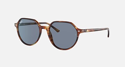 THALIA Sunglasses in Striped Havana and Blue - RB2195F | Ray