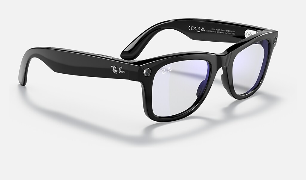 Ray Ban Stories Wayfarer Smart Glasses 50mm Shiny Black/Clear Blue Light  Filter | RayBan Dubai