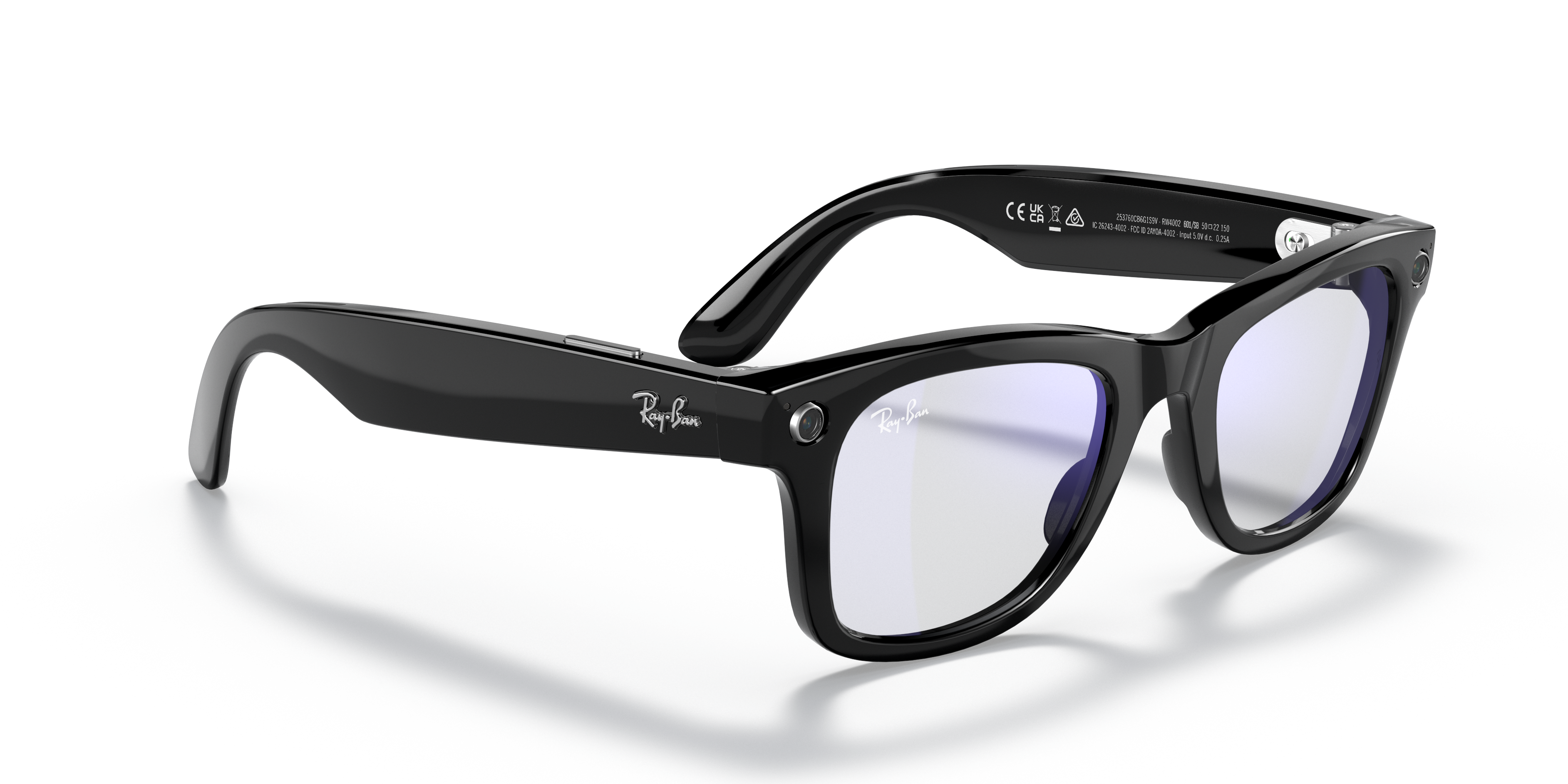 Ray-ban Stories | Wayfarer Sunglasses in Shiny Black and Clear 