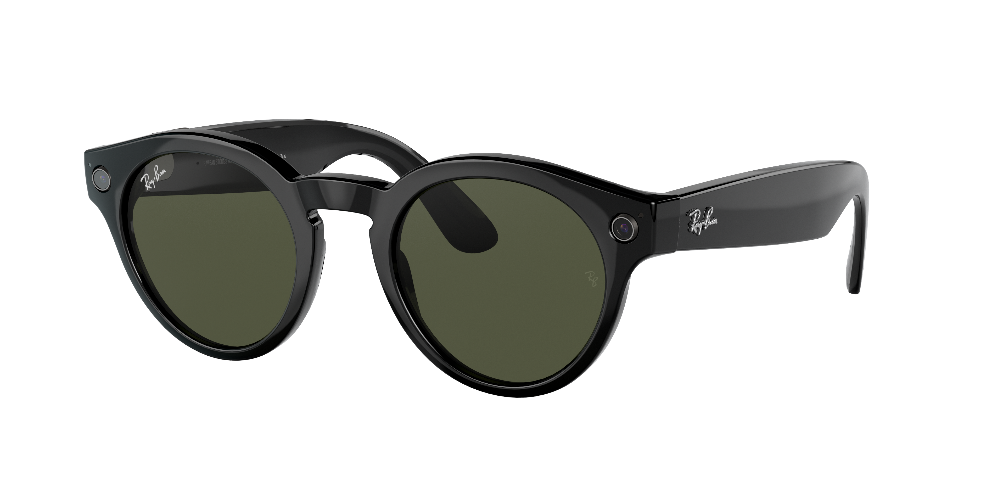 Ray-ban Stories | Round Sunglasses in Shiny Black and Green | Ray-Ban®