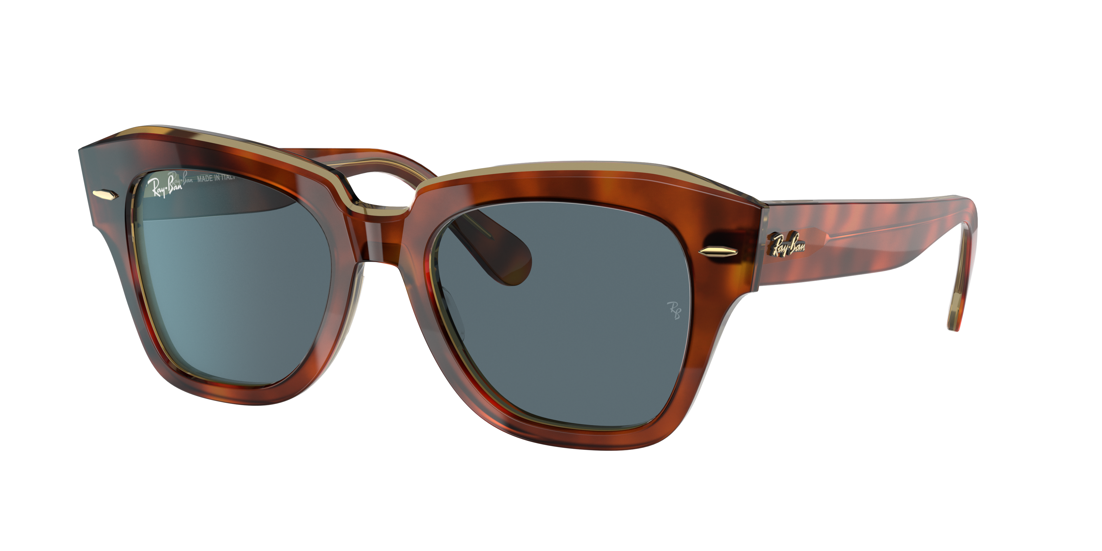 State Street @collection Sunglasses in Havana On Transparent Beige and Blue  | Ray-Ban®