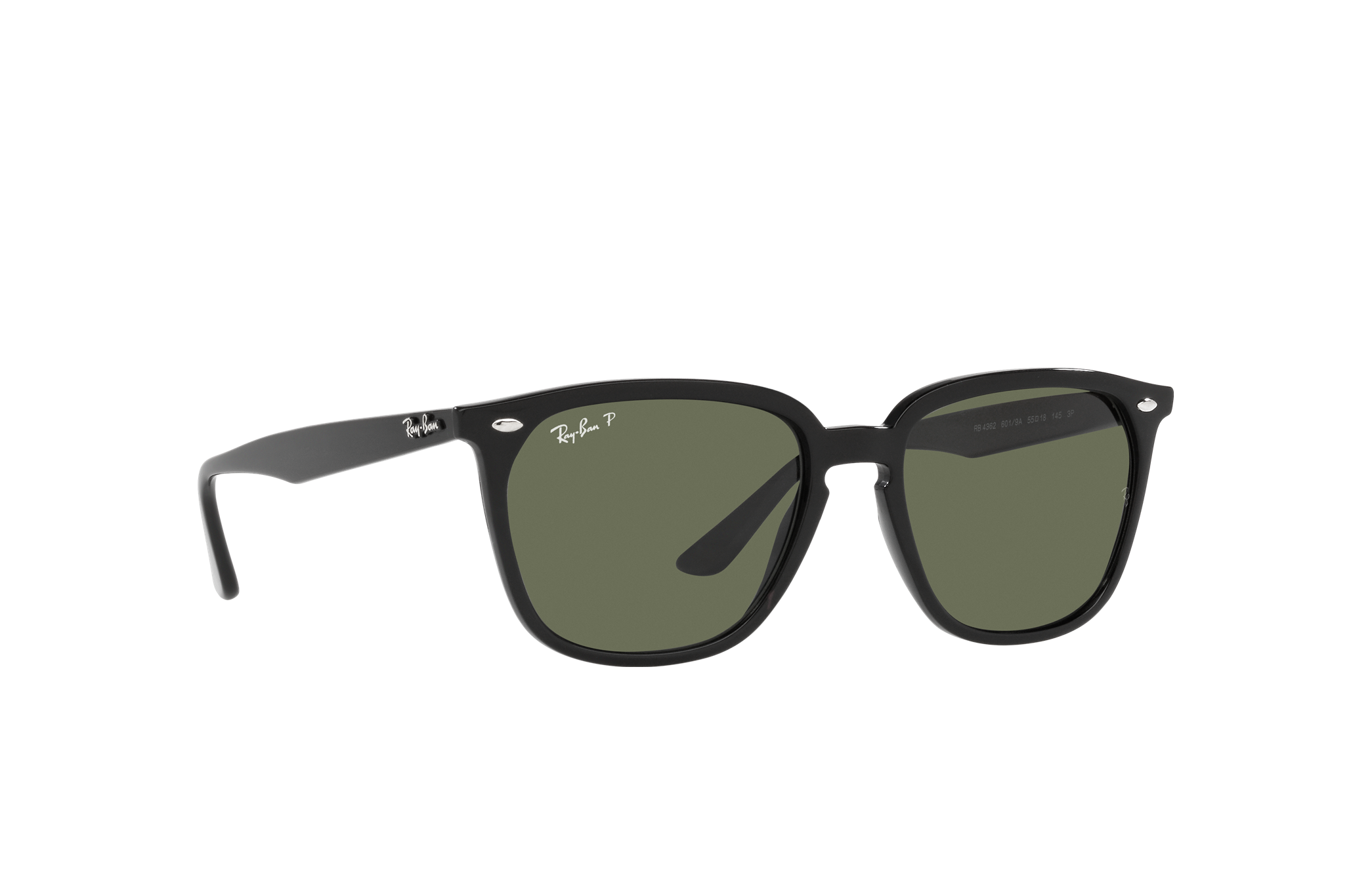 Ray-Ban Rb4362 Sonnenbrillen Schwarz Fassung Grün Glas 55-18 in Schwarz Damen Accessoires Sonnenbrillen 