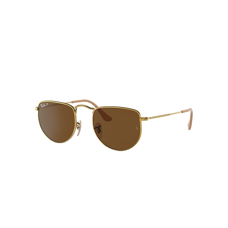 Ray-Ban Elon Sunglasses Gold Frame Brown Lenses Polarized 47-20 product image