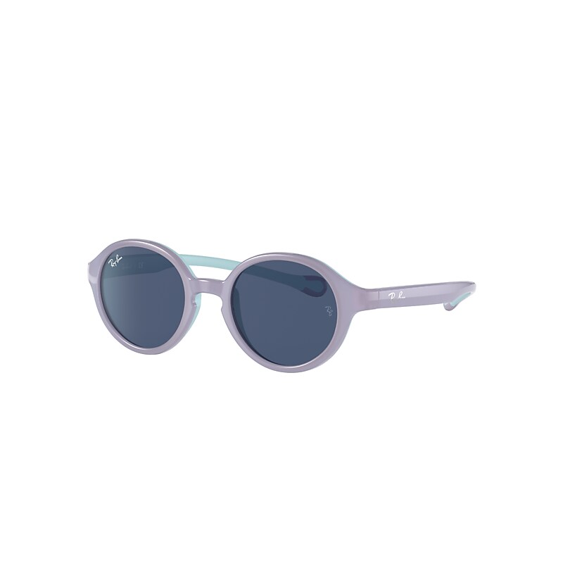Ray-Ban Junior Rb9075s Kids Sunglasses Violet On Light Blue Frame Blue Lenses 39-16