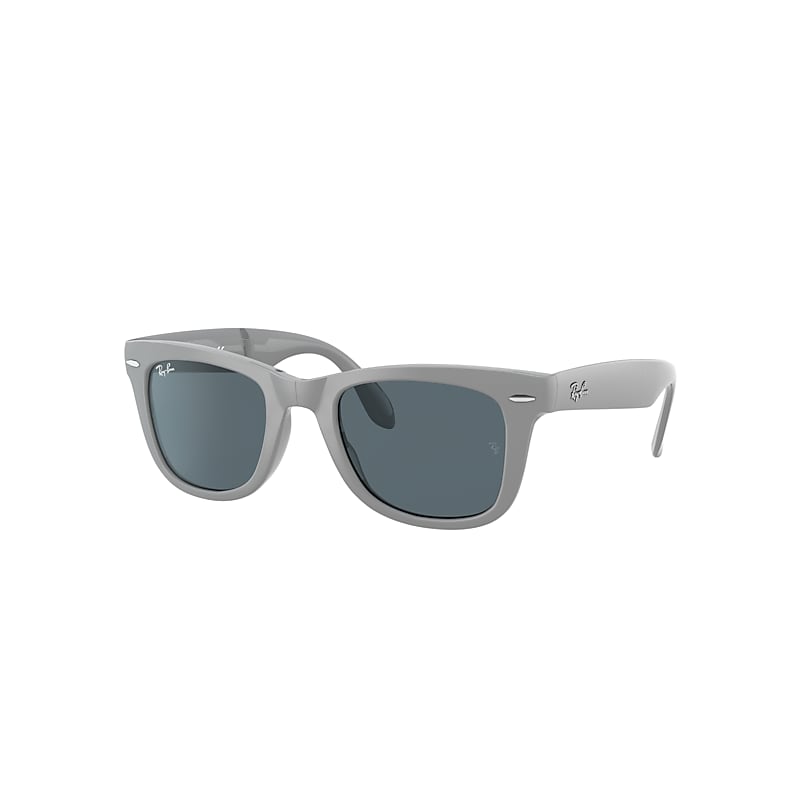 Ray-Ban Wayfarer Folding Classic Sunglasses Grey Frame Blue Lenses 50-22 product image