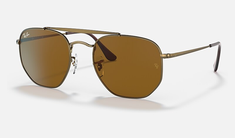 MARSHAL ANTIQUED Sunglasses in Antique Gold and Brown - RB3648