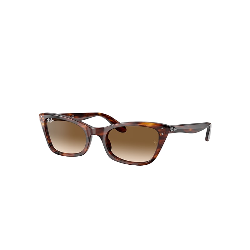 Ray-Ban Lady Burbank Sunglasses Striped Havana Frame Brown Lenses 52-20